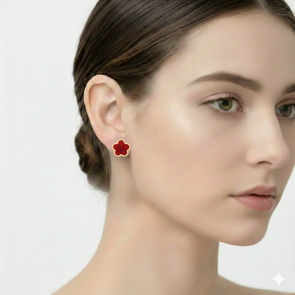 18k Gold Star Colored Earrings