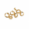Gold hoop earrings and pendant on a white background