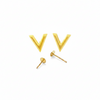 18K Real Gold V Earrings