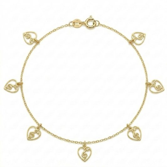 18k Gold Heart G-Cleft Anklet