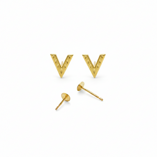 18k Gold V Screw Earrings