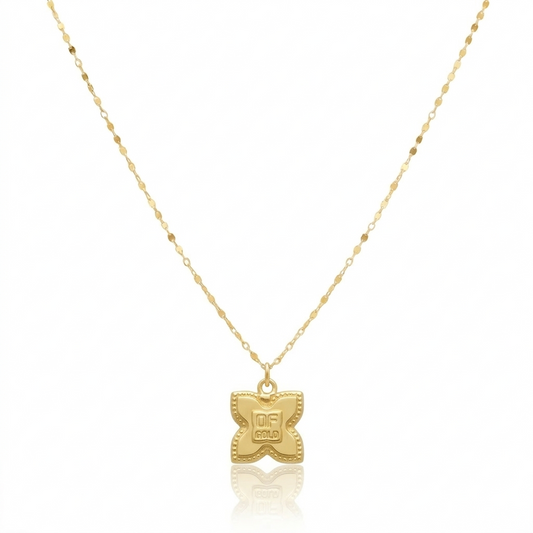 18K Real Gold Rob Flower Necklace