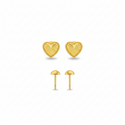 18K Real Gold Plain Cut Earrings