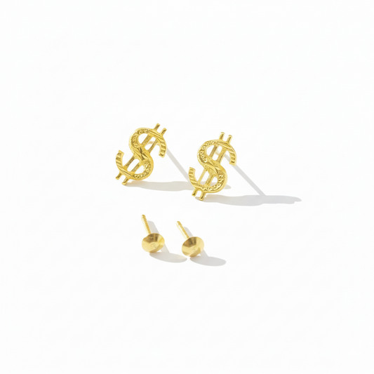 18K Real Gold Dollar Style Earrings