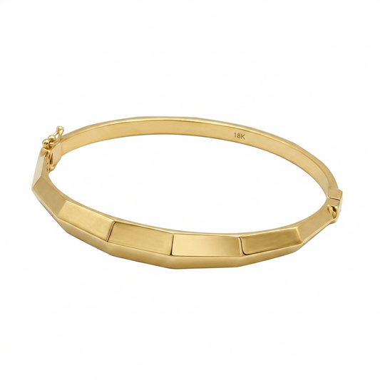 18k Gold Dia Cut Inspired Bangle