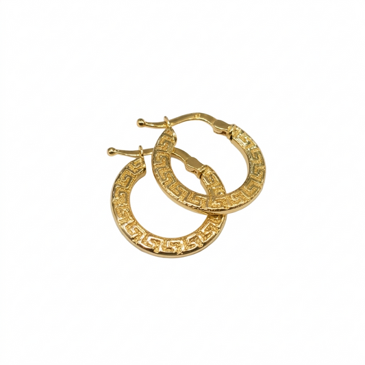 Pair of gold hoop earrings on a white background