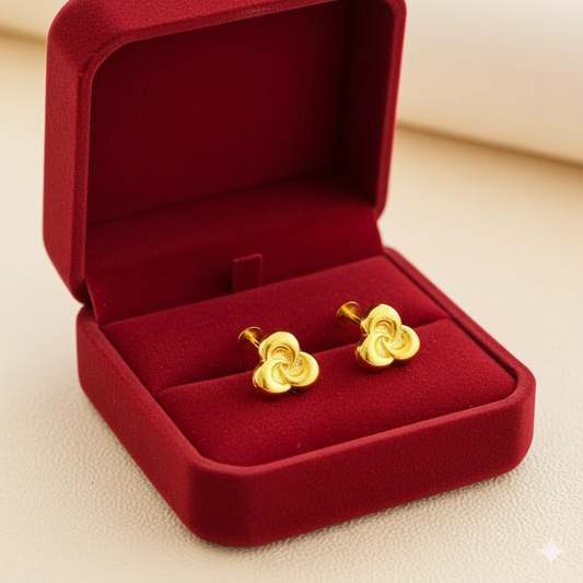 18K Real Gold Love Knot Earrings