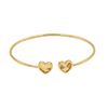 Gold bracelet with heart-shaped ends on a white background