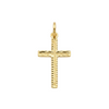 Gold cross pendant on a white background