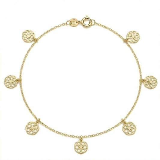 18k Gold Flower Lotus Anklet