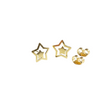 Gold star-shaped earrings on a white background