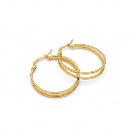 18k Gold Big Plain Loop Earrings