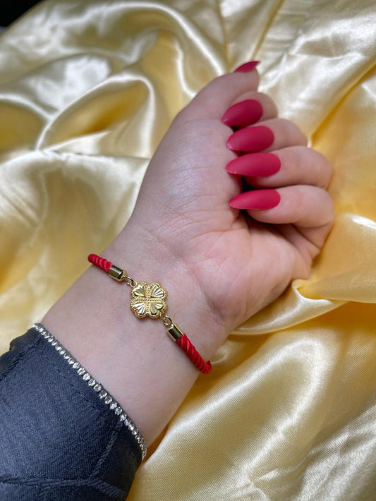 18K Real Gold Amazing heart flower charm bracelet - Embellish Gold