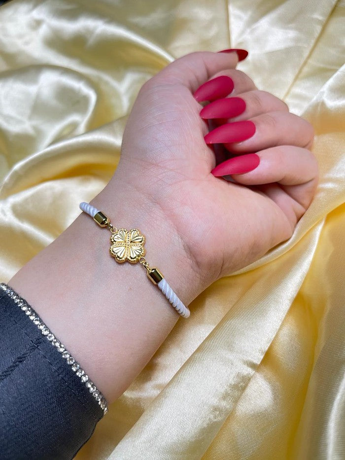 18K Real Gold Amazing heart flower charm bracelet - Embellish Gold