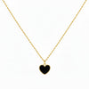 18K Real Gold Black Heart Necklace