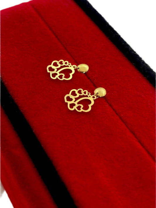 18K Real Gold 8 Heart Earring - Embellish Gold