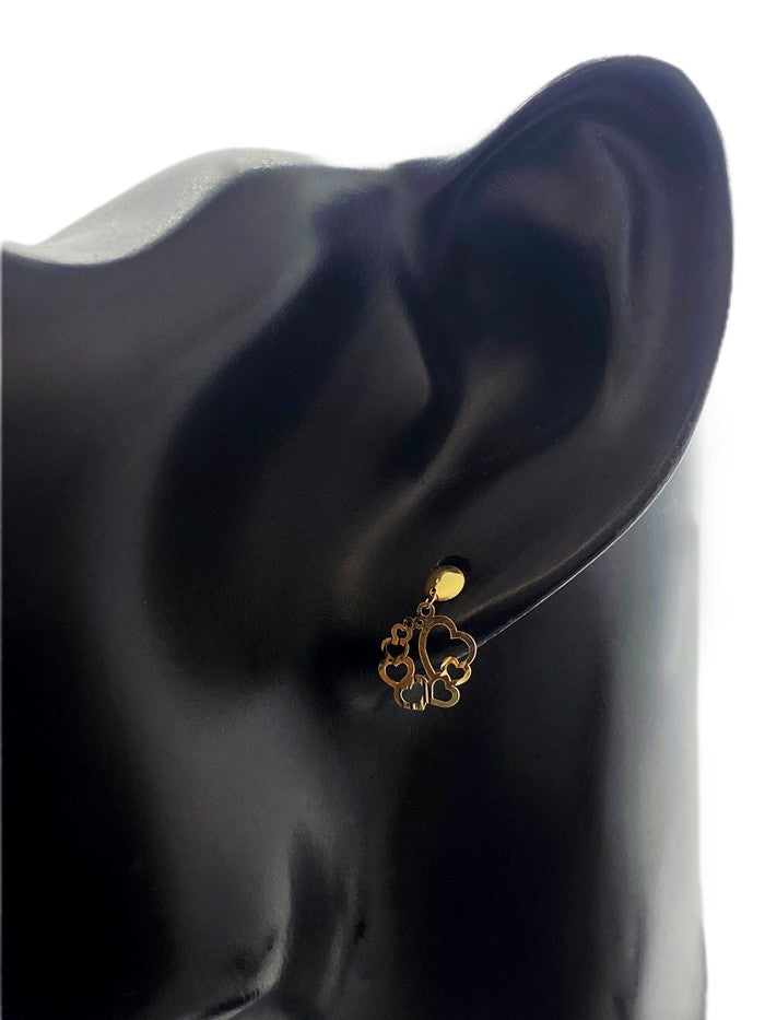 18K Real Gold 8 Heart Earring - Embellish Gold