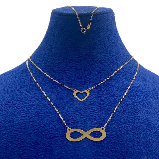 18K Real Gold Infinity with heart necklace bracelet and earring - Embellish Gold
