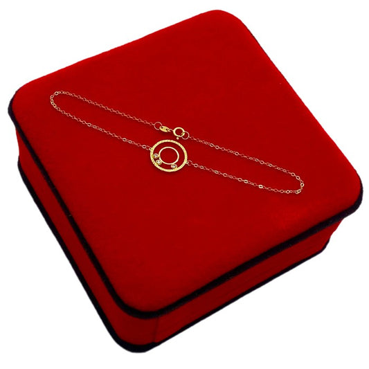 18K Real Gold 3 Stone Circle Bracelet