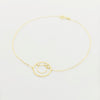 18K Real Gold 3 Stone Circle Bracelet
