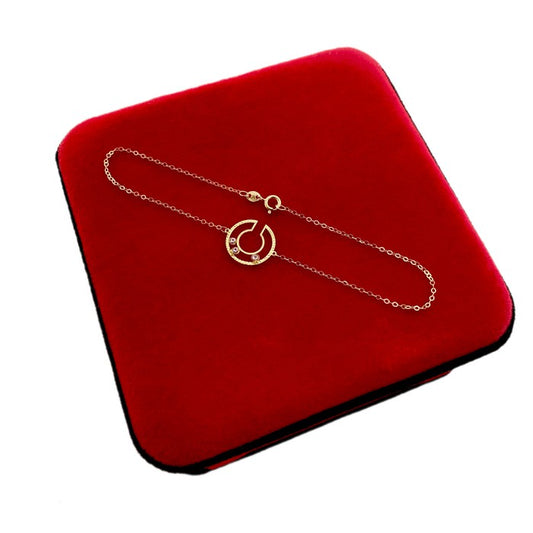 18K Real Gold 3 Stone Circle Cut Bracelet