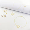 18K Real Gold 3 Stone Cut Circle Set