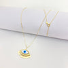 18K Real Gold Evil Eye With Roung Hangings Necklace