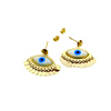 18K Real Gold Evil Eye With Round Hanging Earrings