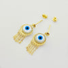18K Real Gold Round Evil Eye Hanging Earrings