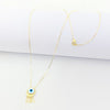 18K Real Gold Round Evil Eye Hanging Necklace