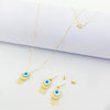 18K Real Gold Round Evil Eye Hanging Set