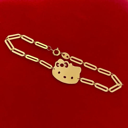 18K Real Gold Kitten Kids Bracelet