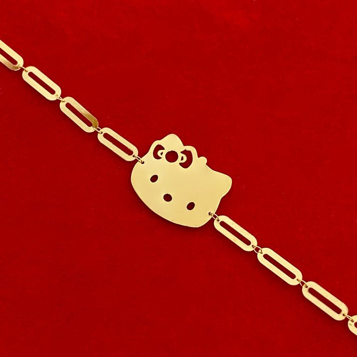 18K Real Gold Kitten Kids Bracelet