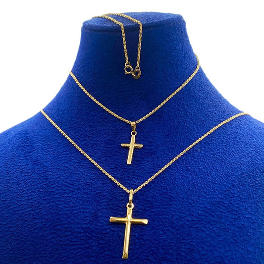 18K Real Gold 2 Cross Necklace Deal
