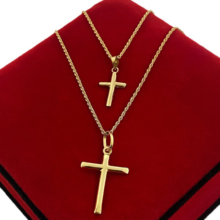 18K Real Gold Small Cross Necklace