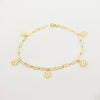 18K Real Gold 5 Flower Paper Clip Bracelet