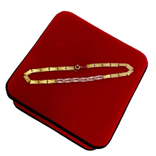 18K Real Gold Plates Bracelet With 6 Stones