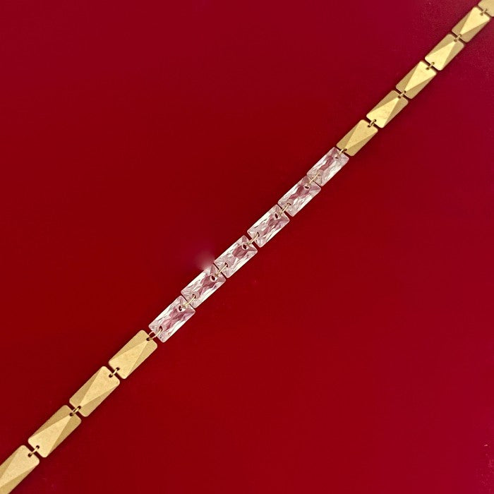18K Real Gold Plates Bracelet With 6 Stones