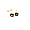 18K Real Gold VCA Black Stone Earrings - Embellish Gold
