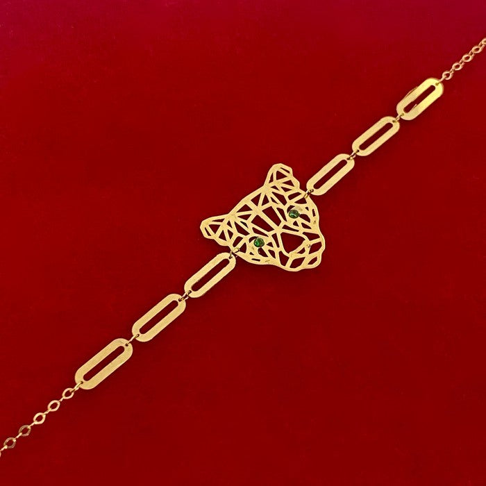 18K Real Gold Tiger Paper Clip Bracele