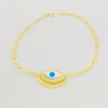 18K Real Gold Big Evil Eye With Paper Clip Bracelet