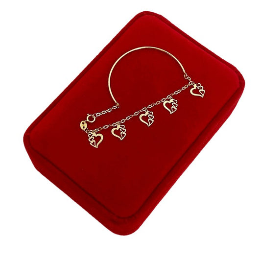18K Real Gold Kids 4 Heart Bracelet