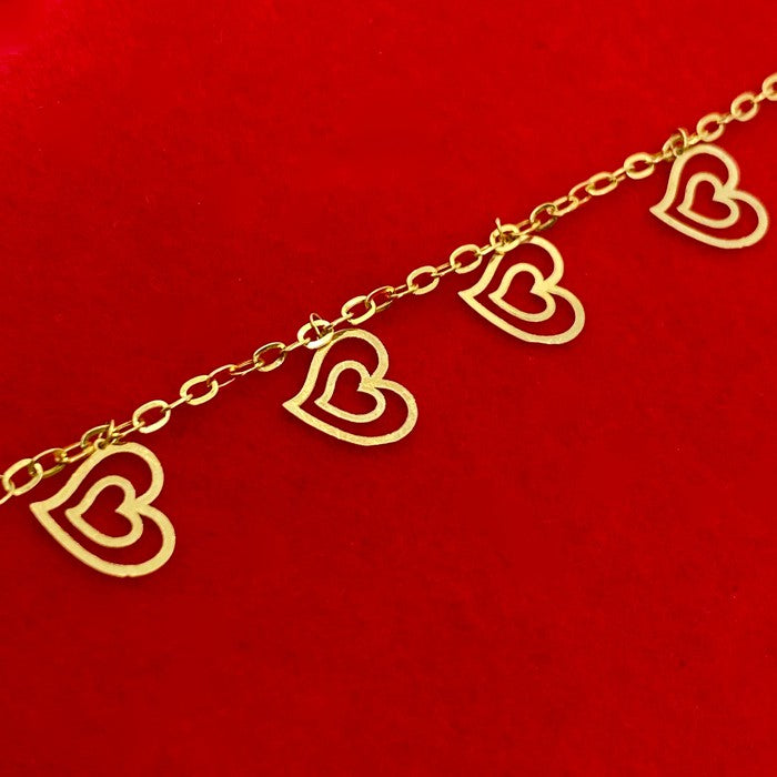 18K Real Gold Double Heart Kids Bracelet