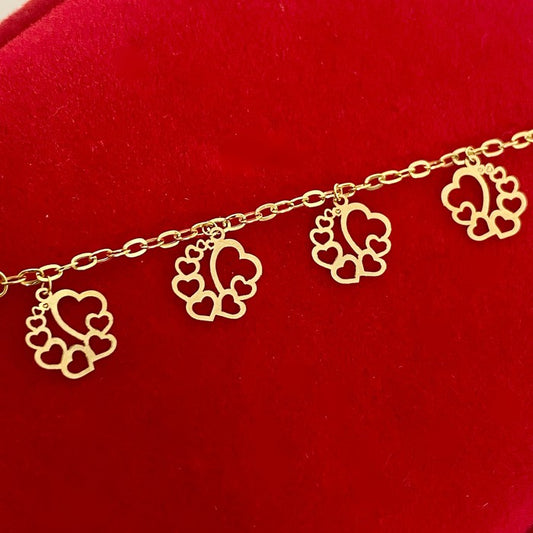 18K Real Gold 8 Heart Kids Bracelet