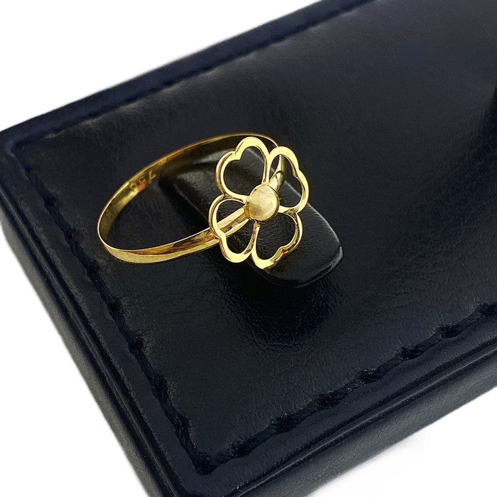 18K Real Gold 4 Heart Flower Ring