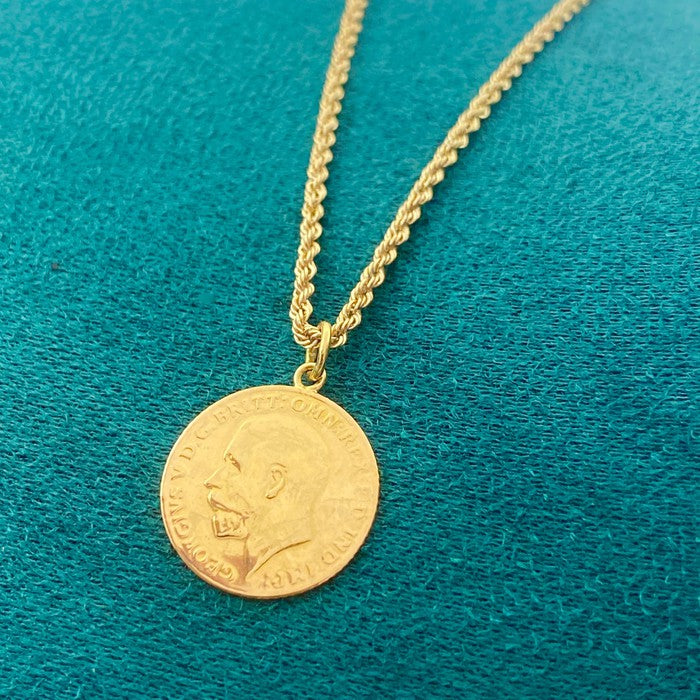 18K Real Gold Coin Necklace