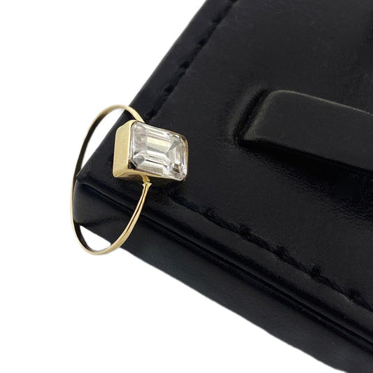 18K Real Gold Single Zircon Stone Engagement Ring