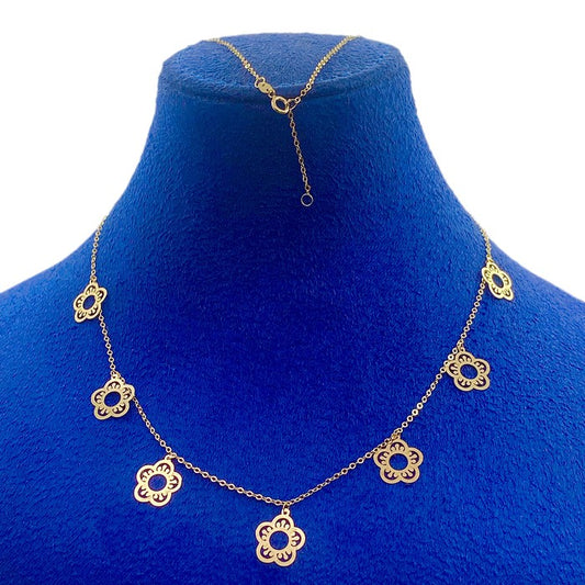 18K Real Gold 7 Lilly Flower Choker