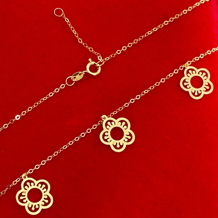 18K Real Gold 7 Lilly Flower Choker