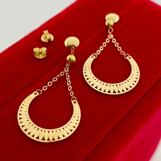 18K Real Gold Lunar Moon Earrings